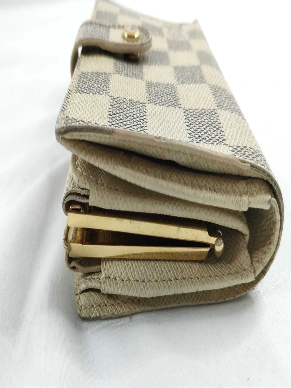 Louis Vuitton Damier Azur Compact Wallet with Gold Hardware